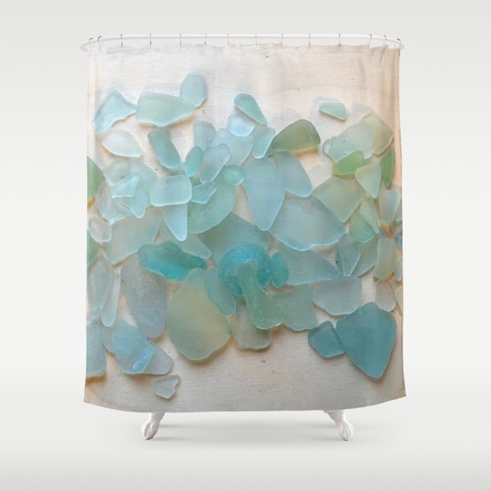 Ocean Hue Sea Glass Shower Curtain by Coastal Whims Society6