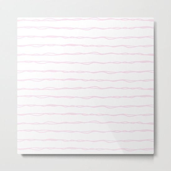 Simply Wavy Lines in Desert Rose Pink Metal Print
