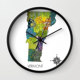 Map of VT Art Collage Wall Clock