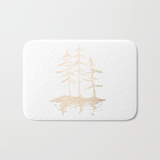 Three Sisters Forest White Gold Trees Bath Mat