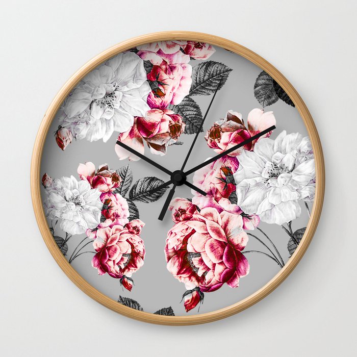 Flora temptation - twilight Wall Clock