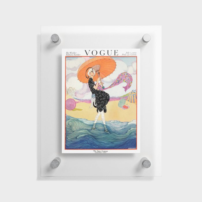 Vintage Magazine Cover - Windy Beach Floating Acrylic Print