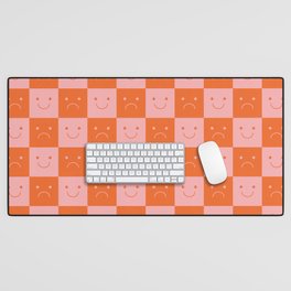 Plaid of Emotions pattern orange Desk Mat
