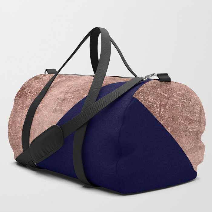 Minimalist rose gold navy blue color block geometric Duffle Bag