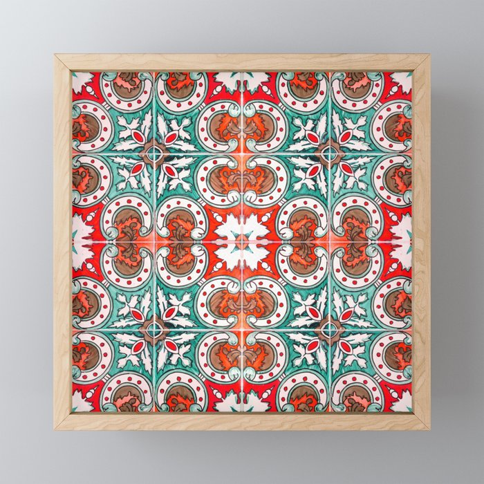 Seamless Floral Pattern Ornamental Tile Design : 7 Framed Mini Art Print