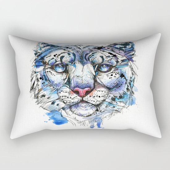 Icy Snow Leopard Rectangular Pillow