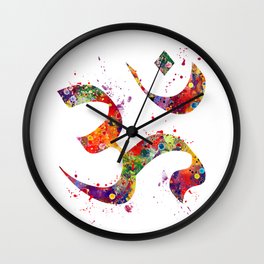 Om Art Colorful Watercolor Gift Aum Symbol Peace Art Spiritual Symbol Gift Hinduism Art Buddhism Art Wall Clock