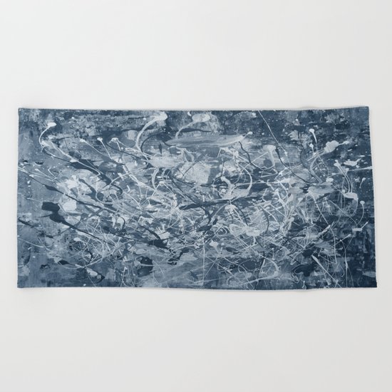 Abstract black painting Beach Towel