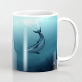 "Siren of the Blue Lagoon" by Amber Marine ~ Dolphin Art, Digital Painting, (Copyright 2015) Coffee Mug