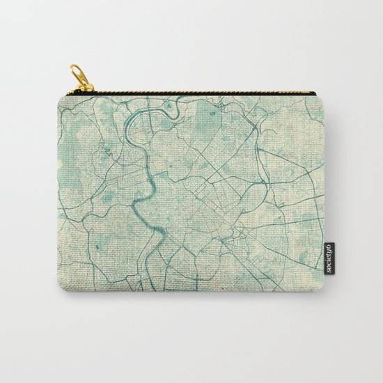 Rome Map Blue Vintage Carry-All Pouch