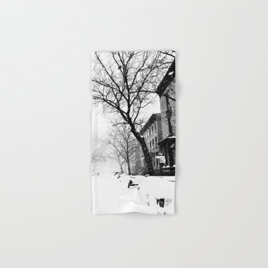 New York City At Snow Time Black and White Hand & Bath Towel