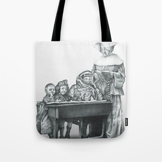 In which a cosmonaut is rendered quizzical Tote Bag