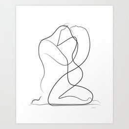 Modern embrace sketch. Sex pose line drawing. Art Print
