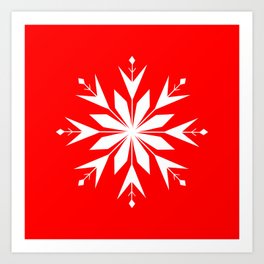 Snowflake 1 on Red Art Print