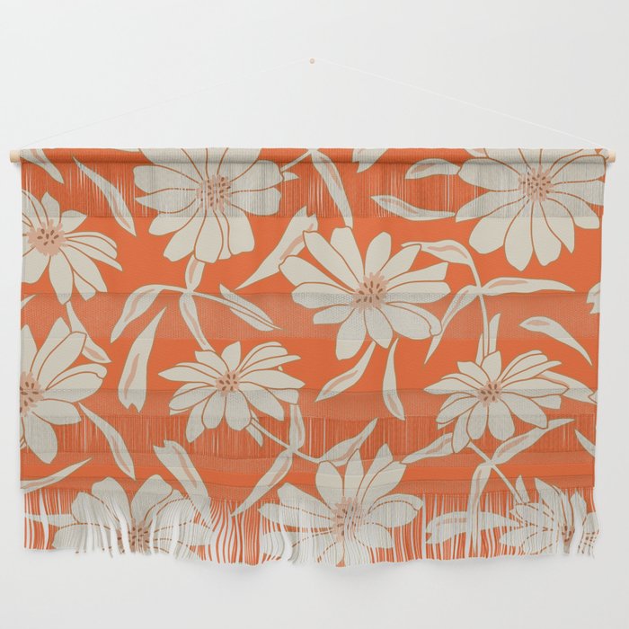 Charismatic Floral on Orange Wall Hanging