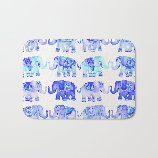 Elephants – Blue Palette Bath Mat