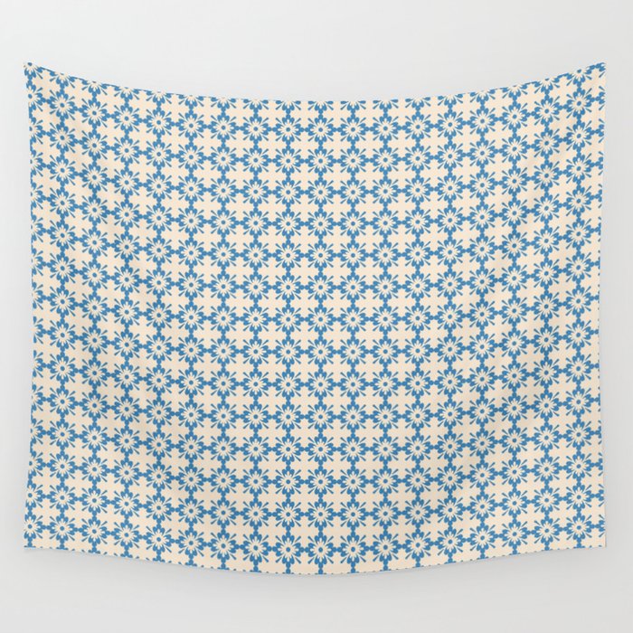 Floral vintage ornament pattern in blue Wall Tapestry