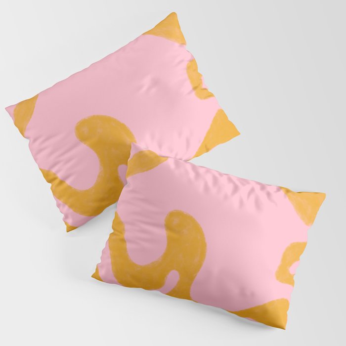 Cheerful Liquid Swirls - mustard yellow and pink Pillow Sham