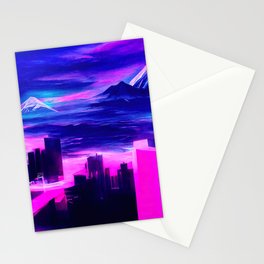 Retrofuturistic Skyline Stationery Card