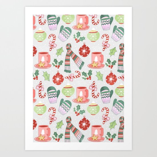 Cozy Christmas Pattern Art Print