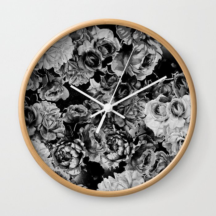 Black Roses Wall Clock