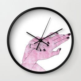 Twisted Wall Clock | Pink, Watercolor, Digital, Illustration, Pastel, Ink Pen, Hands, Girly, Purple, Song 