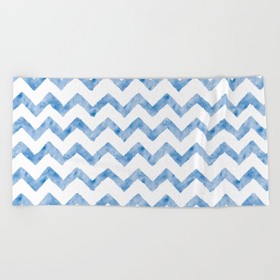 Chevron Light Blue And White Beach Towel
