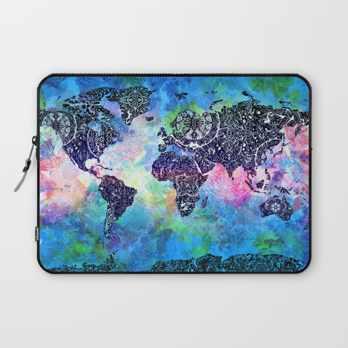 world map mandala watercolor Laptop Sleeve