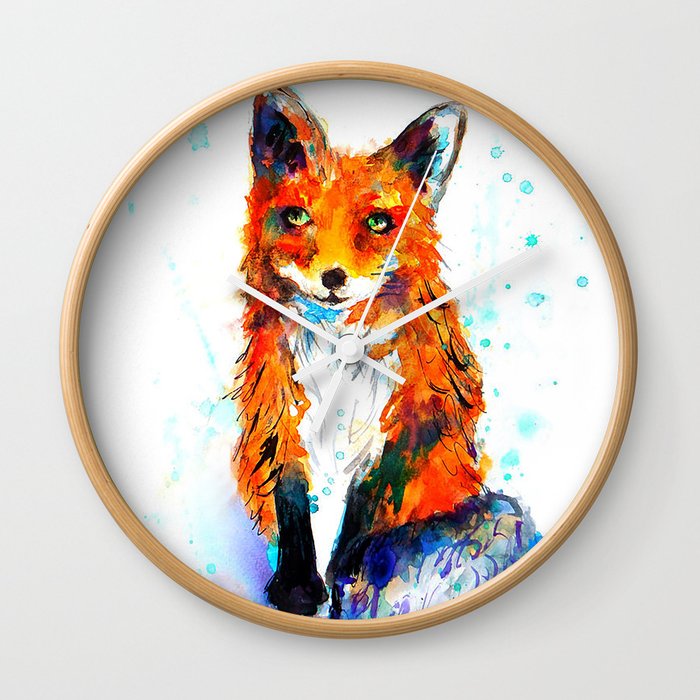 Little Fox in the Snow Wall Clock