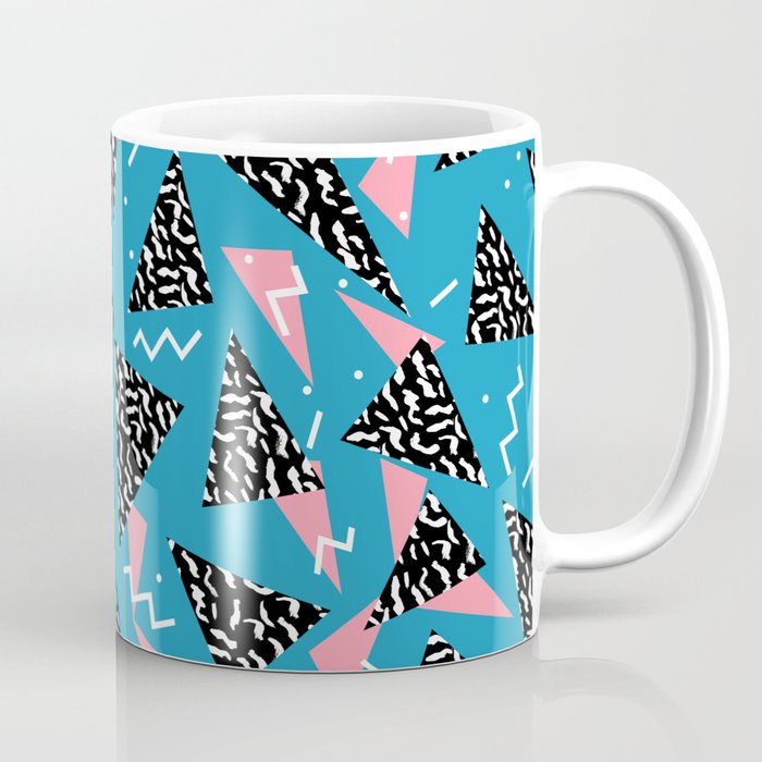 80s Abstract memphis pattern trendy modern pattern print pink black and blue Coffee Mug