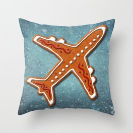 Gingerbread Airliner Throw Pillow | Christmas, Graphicdesign, Pastry, Flight, Airliner, Plane, Painting, Winter, Digital, Baked 