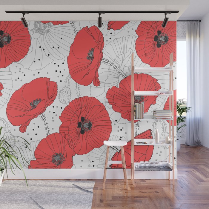 RED POPPIES Wall Mural