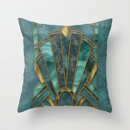 Elegant Stained Glass Art Deco Window With Marble And Gemstone Throw Pillow