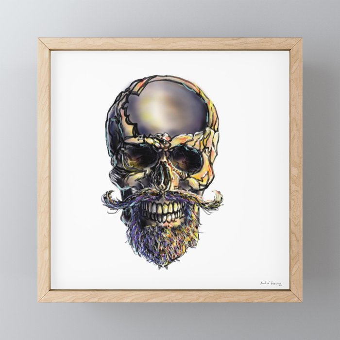 Skull and Mustach Framed Mini Art Print