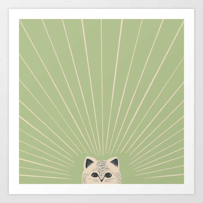 Good Morning son - Kitty greenery Art Print
