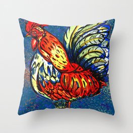 Brave Rooster Throw Pillow