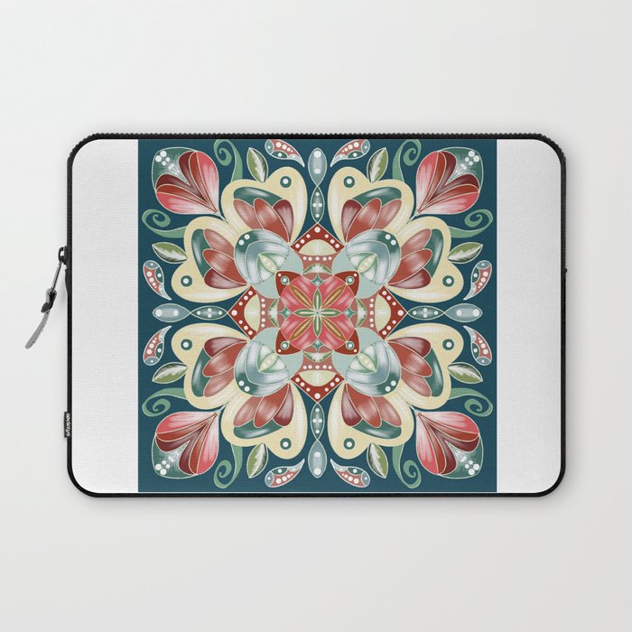 Desert flower mandala in Teal Laptop Sleeve