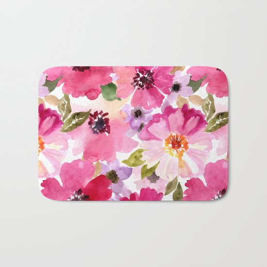 Watercolor Flowers Bath Mat