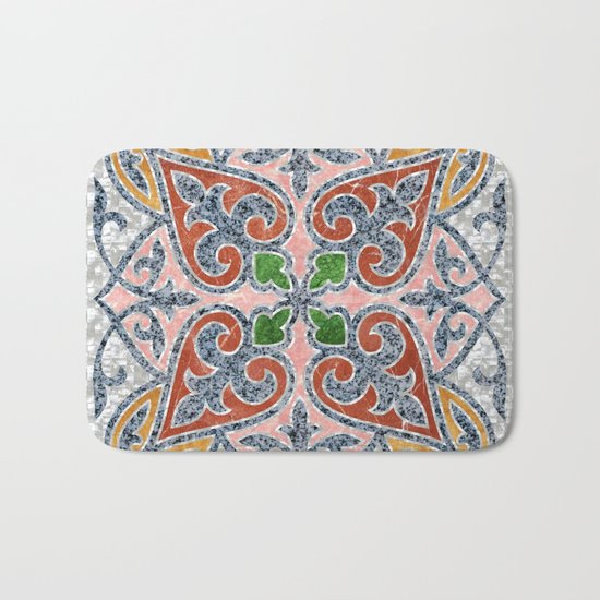 Blue Oriental Tile 03 Bath Mat