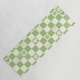 Happy Checkered pattern green Yoga Mat