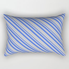 [ Thumbnail: Royal Blue and Grey Colored Pattern of Stripes Rectangular Pillow ]