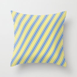 [ Thumbnail: Tan & Cornflower Blue Colored Lines/Stripes Pattern Throw Pillow ]