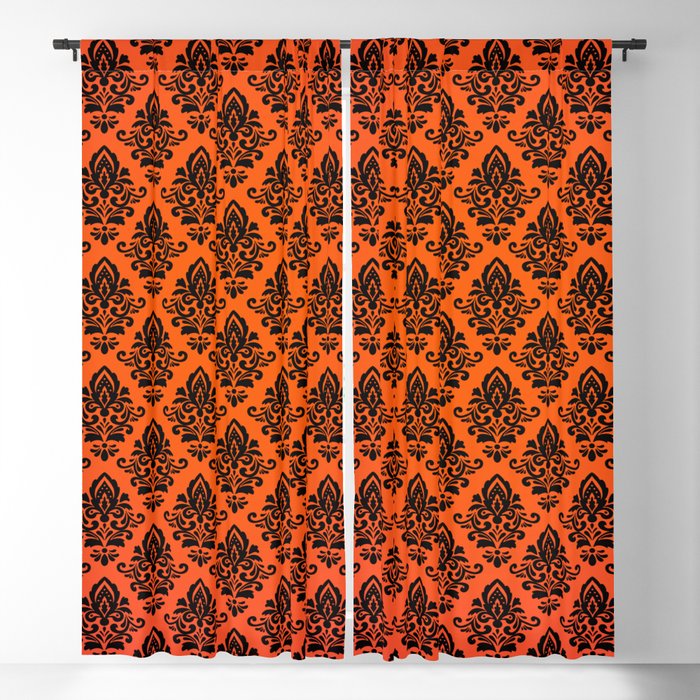 Black damask pattern gradient 5 Blackout Curtain