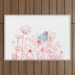 Cosmos and Butterfly Outdoor Rug