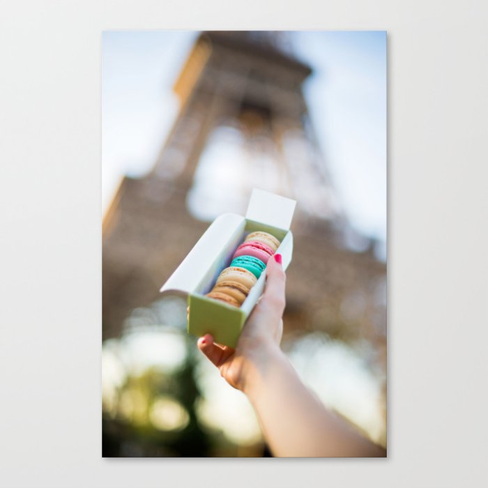 French macarons at the Eiffel Tower Canvas Print
