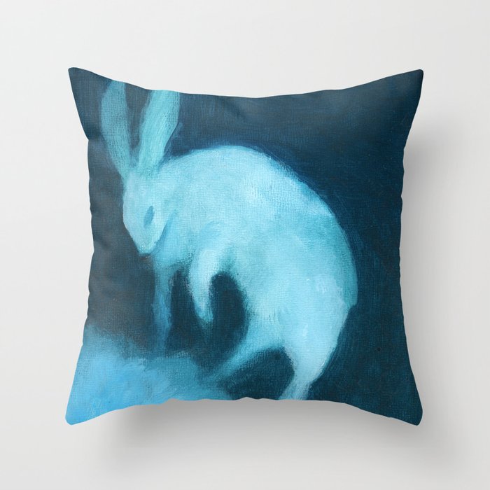 Ghost Bunny adrift Throw Pillow