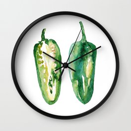 Jalapeno Pepper Kitchen Decor Picture Wall Clock | Pattern, Art, Hand, Design, Kitchen, Vegetable, Drawn, Background, Pepper, Painting 