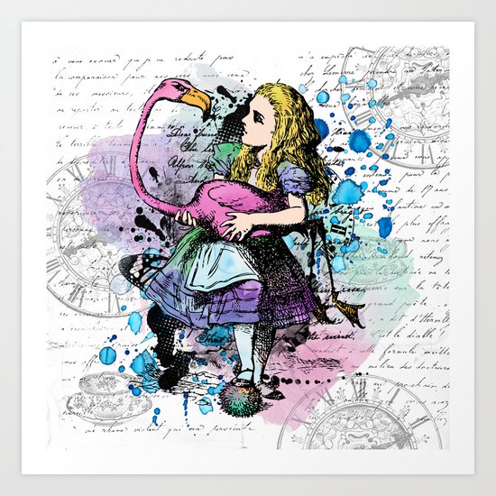 Alice in Wonderland collage Art Print