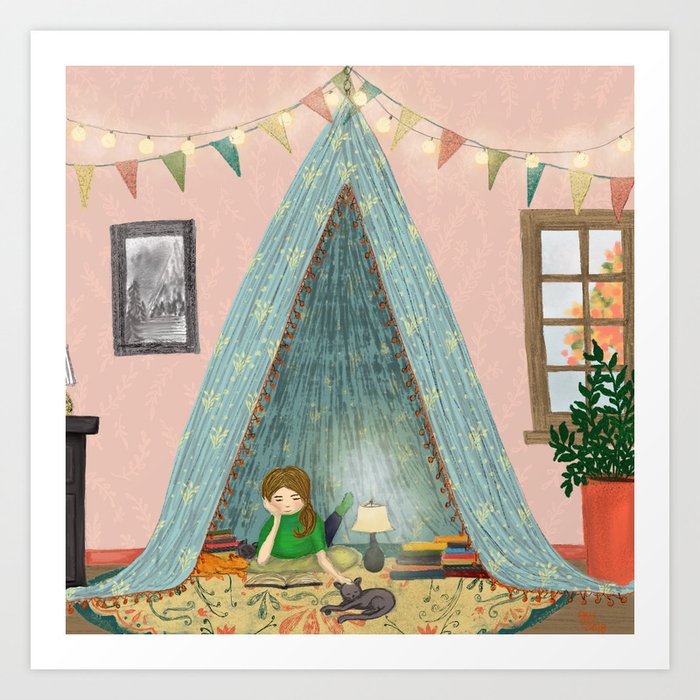 Cozy Reading Nook Art Print