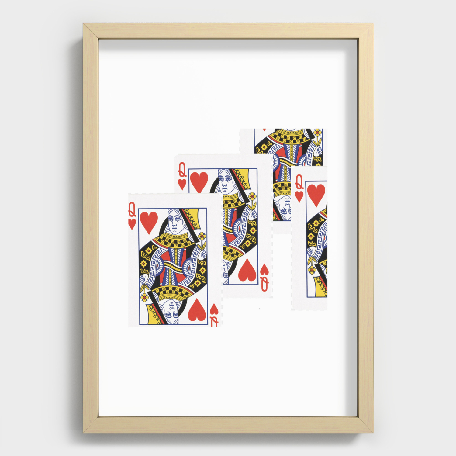 red queen of hearts casino playing cards recessed framed print by sharlesart society6